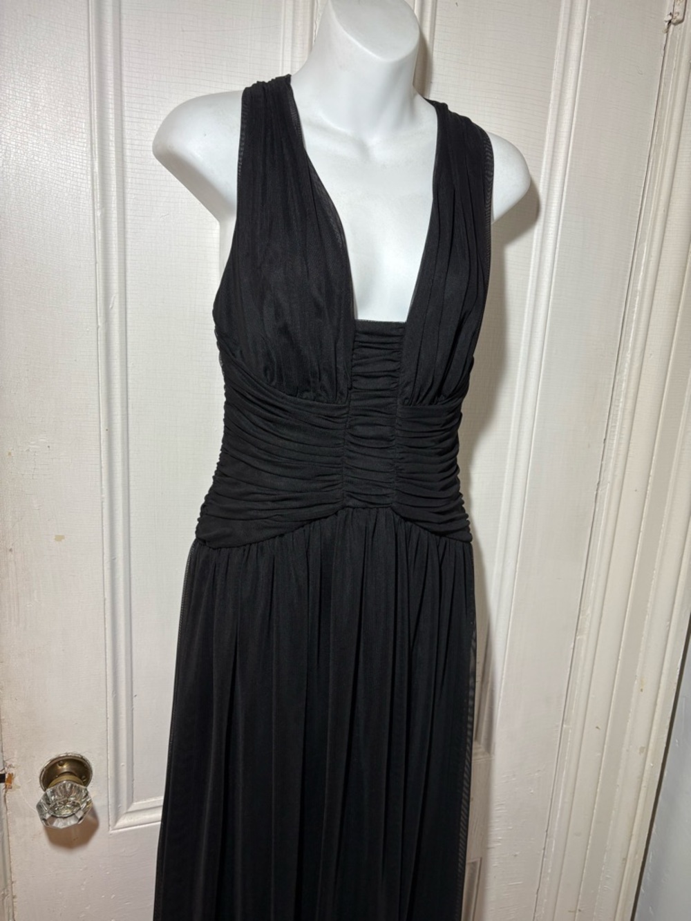 Calvin Klein black mesh sexy minimalist evening gown size 8